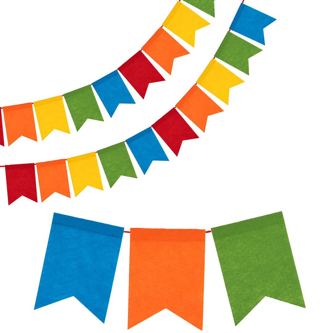 Гирлянды, плакаты, подвески - Гирлянда Флажки, из фетра, Яркий праздник, Ассорти, 11,5*16 см, 10 упак.