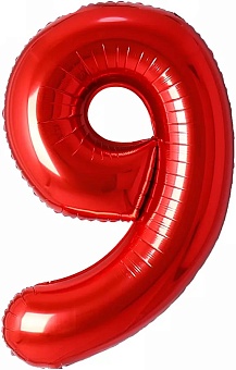 Шар (32''/81 см) Цифра, 9, Красный, 1 шт. в уп.