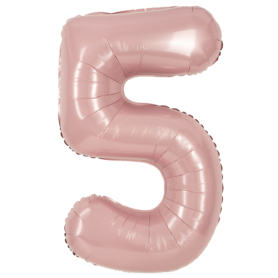 Цифры - Шар (40''/102 см) Цифра, 5, Пыльная роза, Сатин, 1 шт. в уп.
