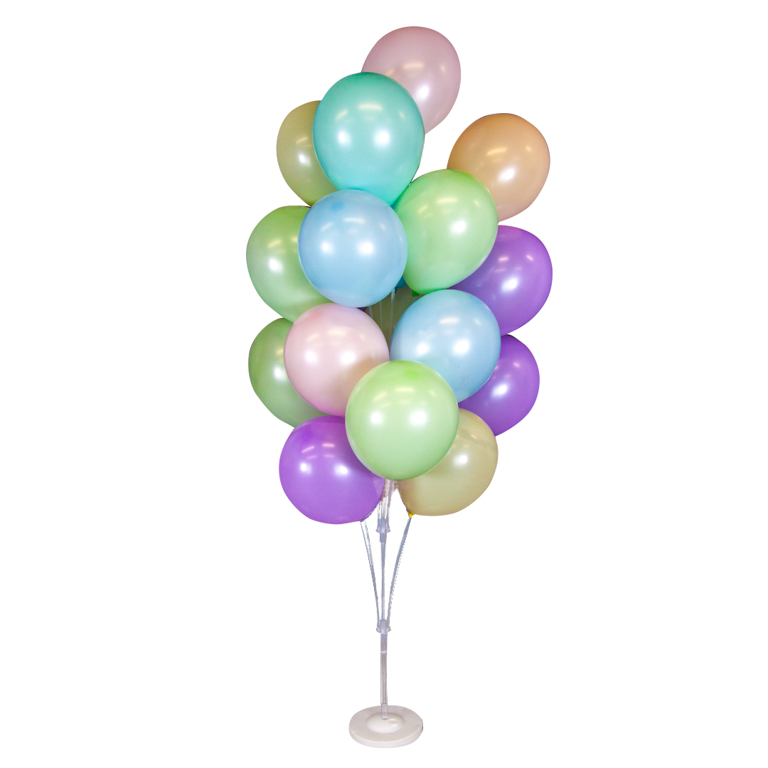 Стойки и аэромозаика - Стойка для шаров Фонтан, 19 насадок, 1,6 м, Белый/Прозрачный, 1 шт.