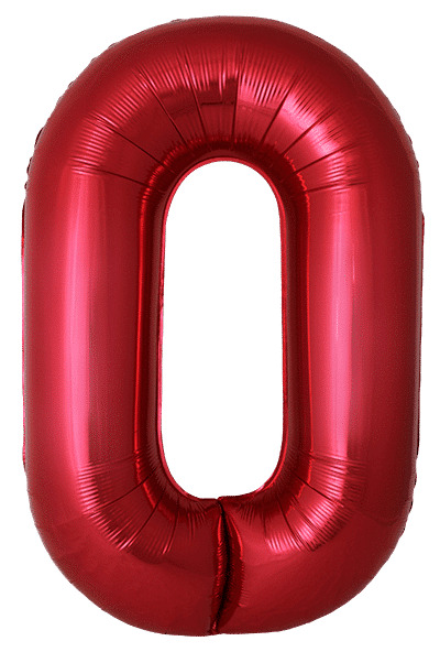 Шар (40''/102 см) Цифра, 0 Slim, Красный, Металлик, 1 шт. в уп.