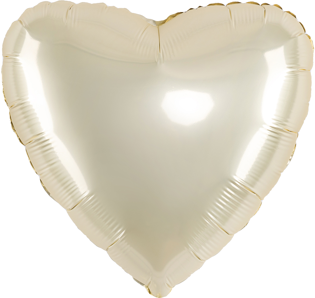 Без рисунка - Шар (18''/46 см) Сердце, Золото, Сатин, 1 шт.