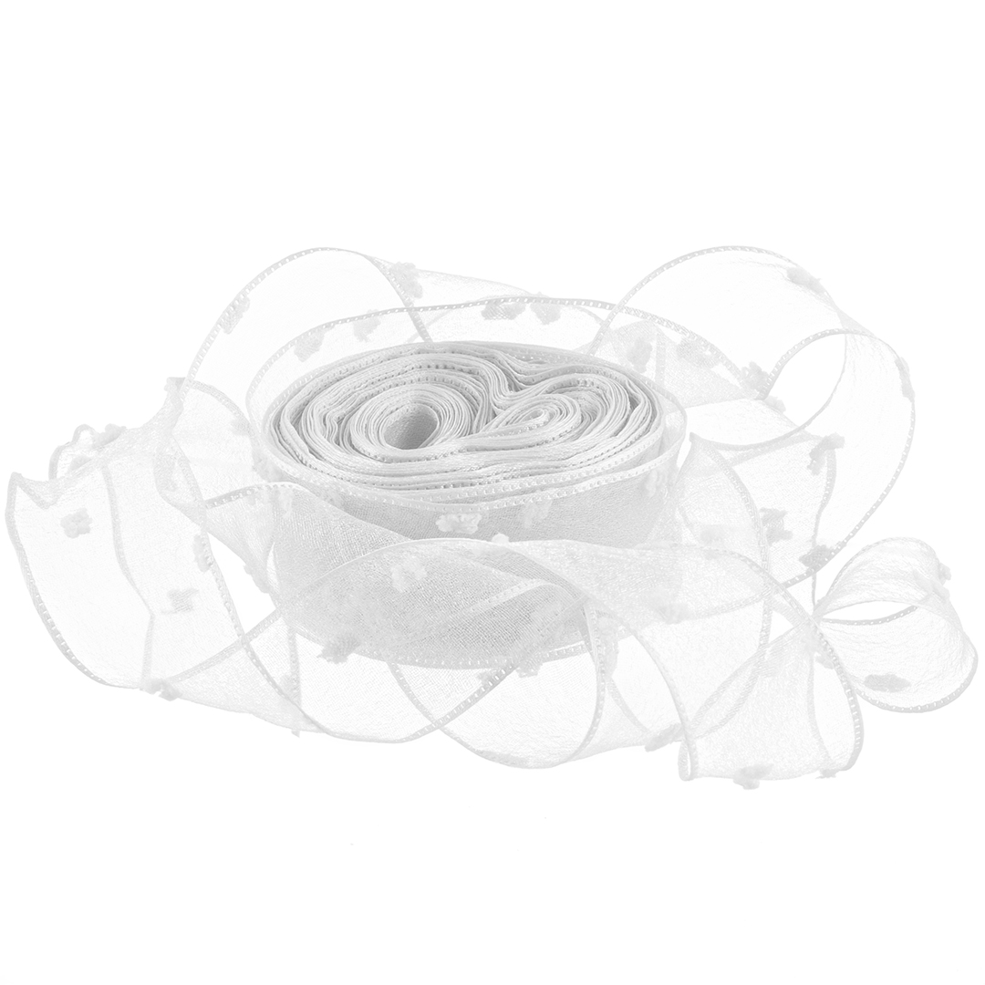 Ленты - Лента декоративная (2,5 см*9,14 м) Воздушные точки, Белый, 1 шт.