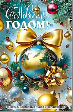 Двойные открытки - Открытка А5 формат "С Новым Годом!" УФ-лак