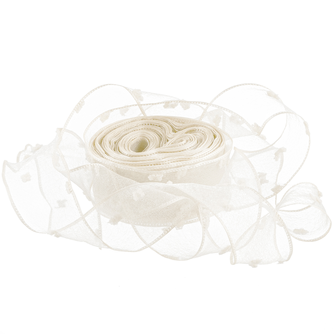 Ленты - Лента декоративная (2,5 см*9,14 м) Воздушные точки, Кремовый, 1 шт.