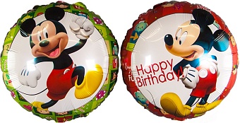 Шар (18''/46 см) Круг, Happy Birthday (мышонок), 1 шт.