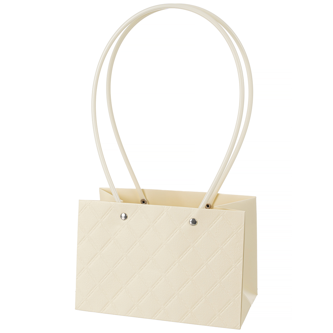 Пакеты для цветов - Пакет для цветов, Мастхэв, с тиснением, Кремовый, 18*12*10 см, 1 шт.