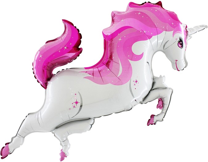 Большие фигуры - Шар (48''/122 см) Фигура, Звездный Единорог, Розовый, 1 шт.