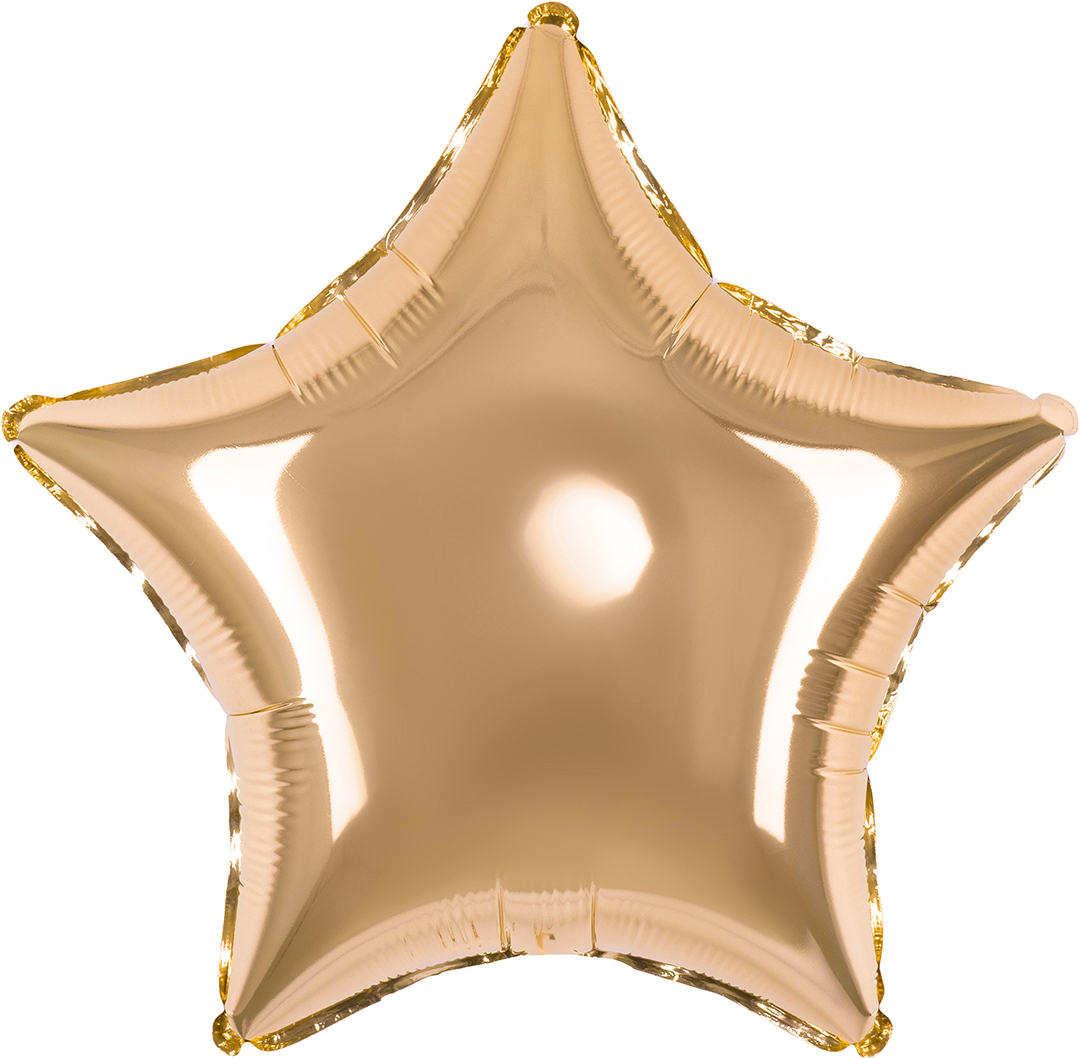 Без рисунка - Шар (18''/46 см) Звезда, Античное золото, 1 шт.