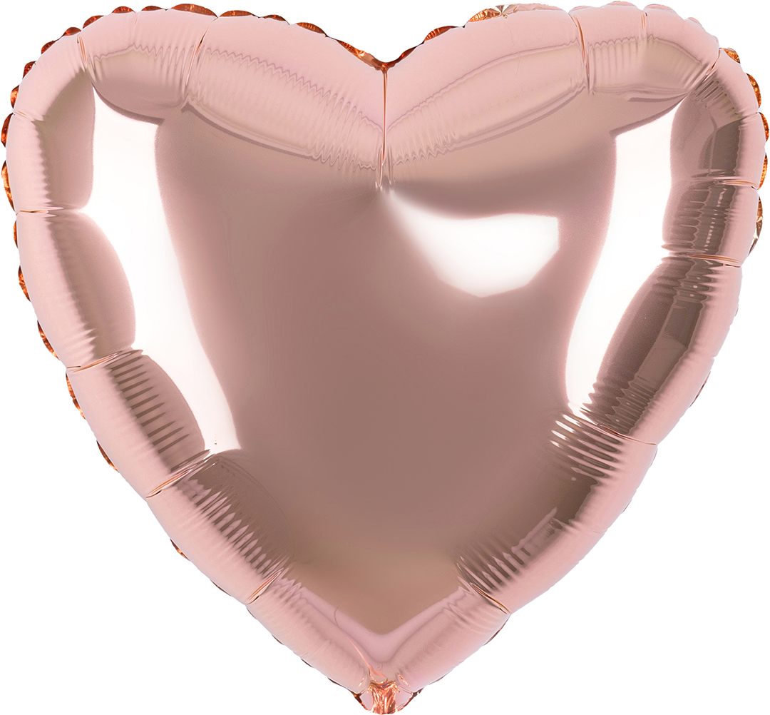 Без рисунка - Шар (18''/46 см) Сердце, Розовое Золото, 1 шт.