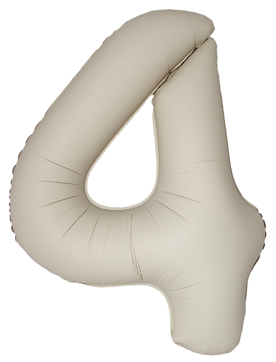 Цифры - Шар (40''/102 см) Цифра, 4 Slim, Кремовый Латте, Матовый, 1 шт. в уп.