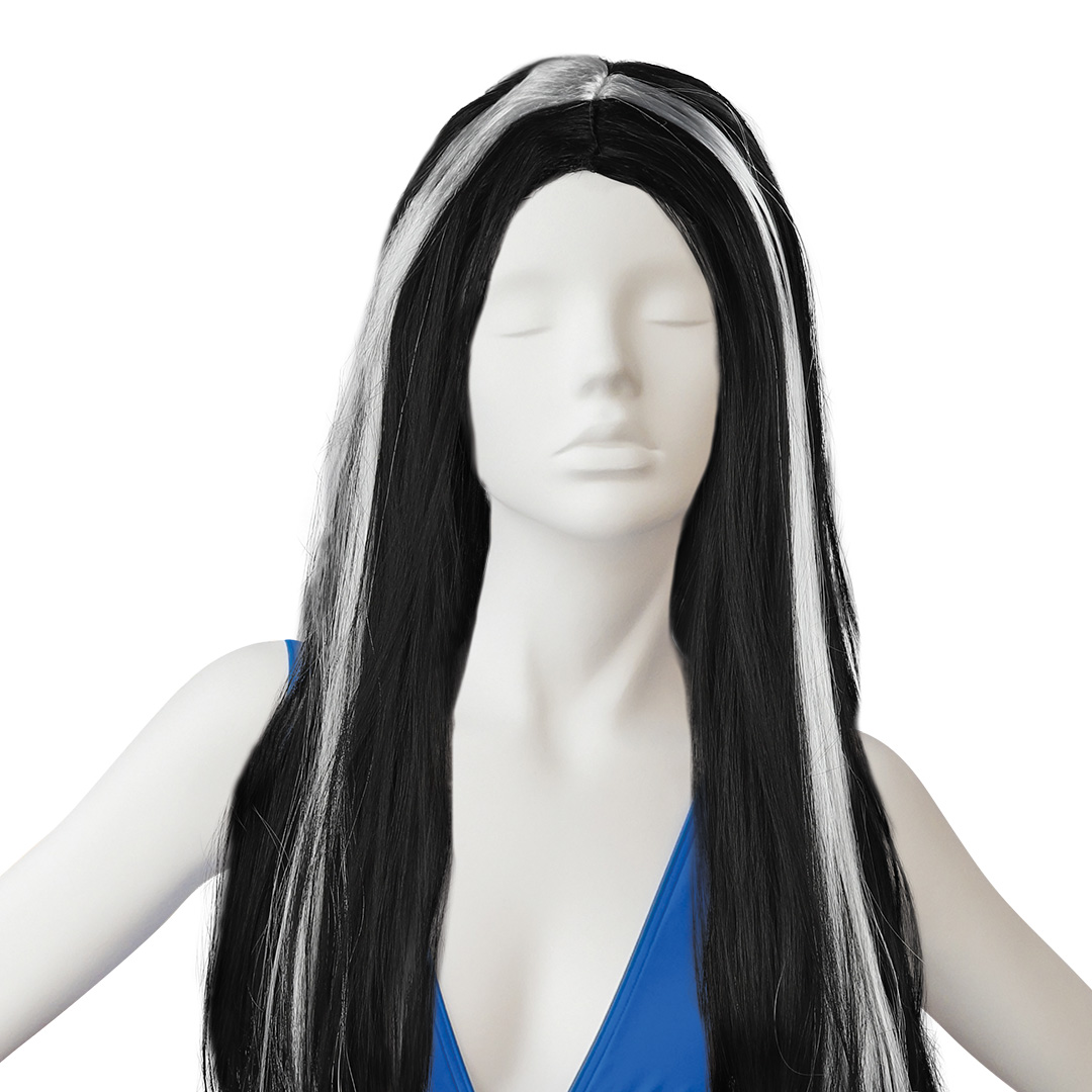 Парики и цветные пряди - Парик карнавальный, 160 гр, Ведьма, Черный/Белый, 1 шт. в упак.