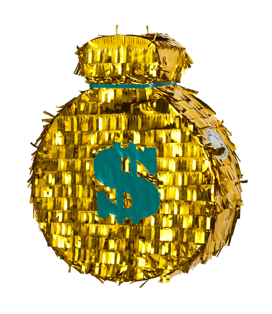 Пиньяты - Пиньята Денежный мешок, Золото, Металлик, 38*32*10 см, 1 шт. в упак. Пиньяты - Пиньята Денежный мешок, Золото, Металлик, 38*32*10 см, 1 шт. в упак.