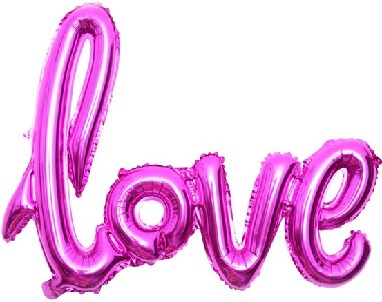 Шар (22''/56 см) Буква, Надпись "Love", Фуше, 1 шт.