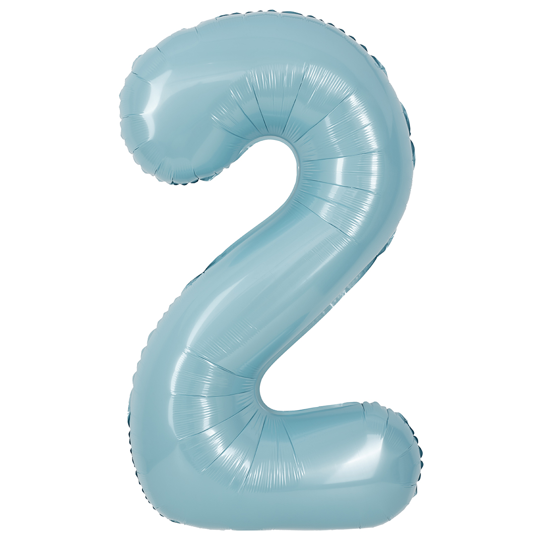 Цифры - Шар (40''/102 см) Цифра, 2, Светло-голубой, Сатин, 1 шт. в уп.