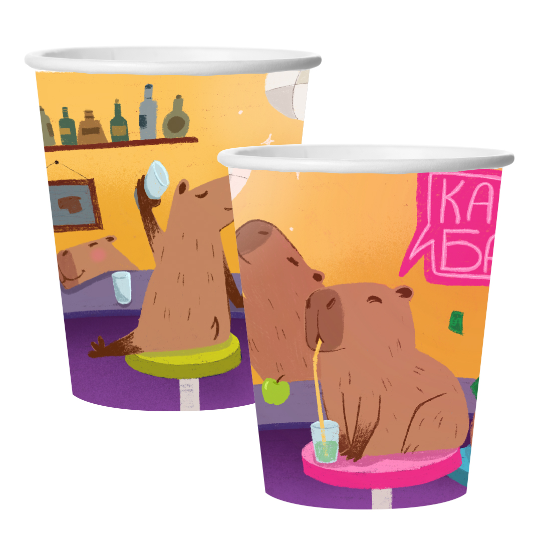 Одноразовые стаканы - Стаканы (250 мл) Капибара, 6 шт.