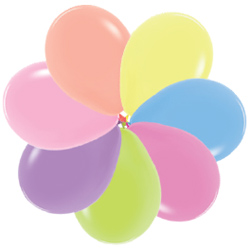 Круглые без рисунка - Шар (12''/30 см), Ассорти, флуор, 12 шт.