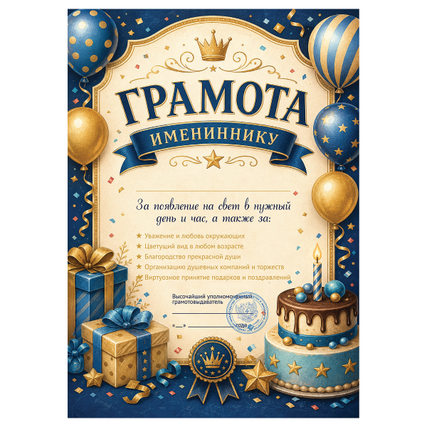 Грамота Именинник