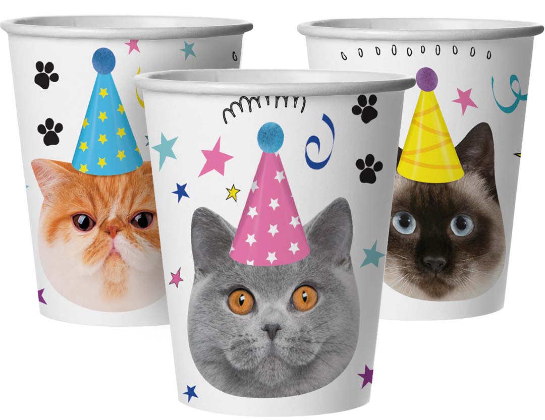 Одноразовые стаканы - Стаканы (250 мл) Котики, 6 шт.