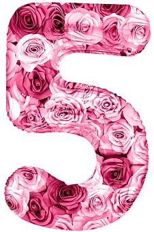 Шар (34''/86 см) Цифра, 5 Симфония роз, Фуше, 1 шт. в уп.