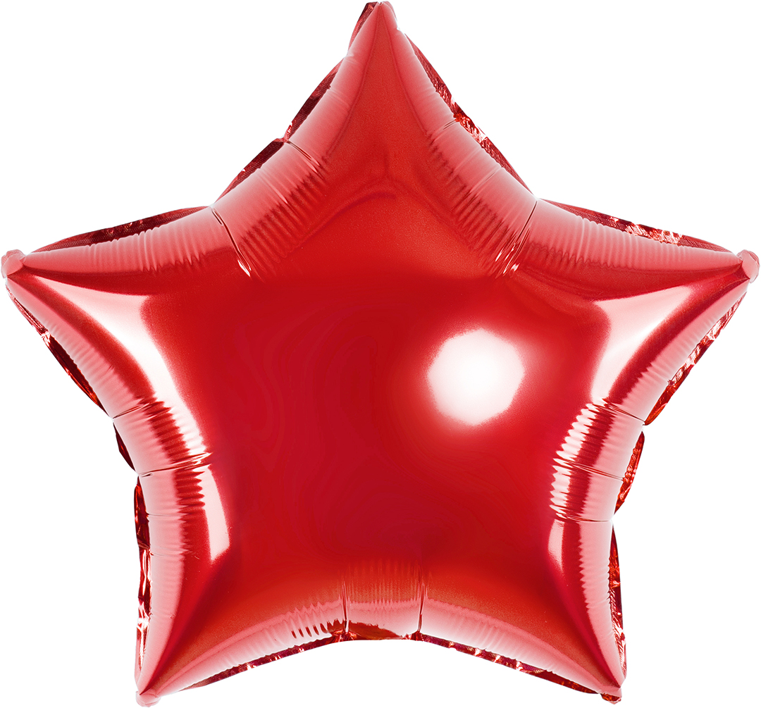 Шар (18''/46 см) Звезда, Красный, Металлик, 1 шт.