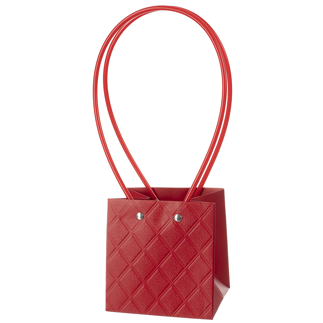 Пакеты для цветов - Пакет для цветов, Мастхэв, с тиснением, Красный, 12*12*11 см, 1 шт.