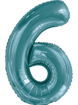 Шар (34''/86 см) Цифра, 6 Slim, Тиффани, 1 шт. в уп.