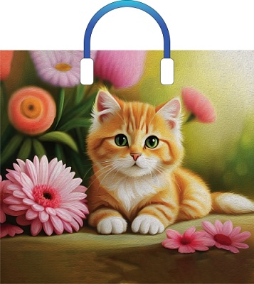 Полиэтиленовые пакеты с пластиковой ручкой - Пакет ПЭ с пластмассовыми ручками 38х34+3см 90мкм "Рыжий котенок"