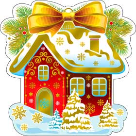 Украшения на скотче - Украшение на скотче "Домик" фольга голографическая