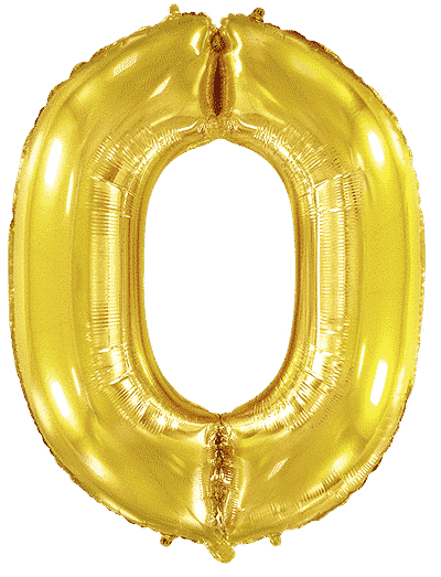 Шар (40''/102 см) Цифра, 0, Золото, 1 шт.