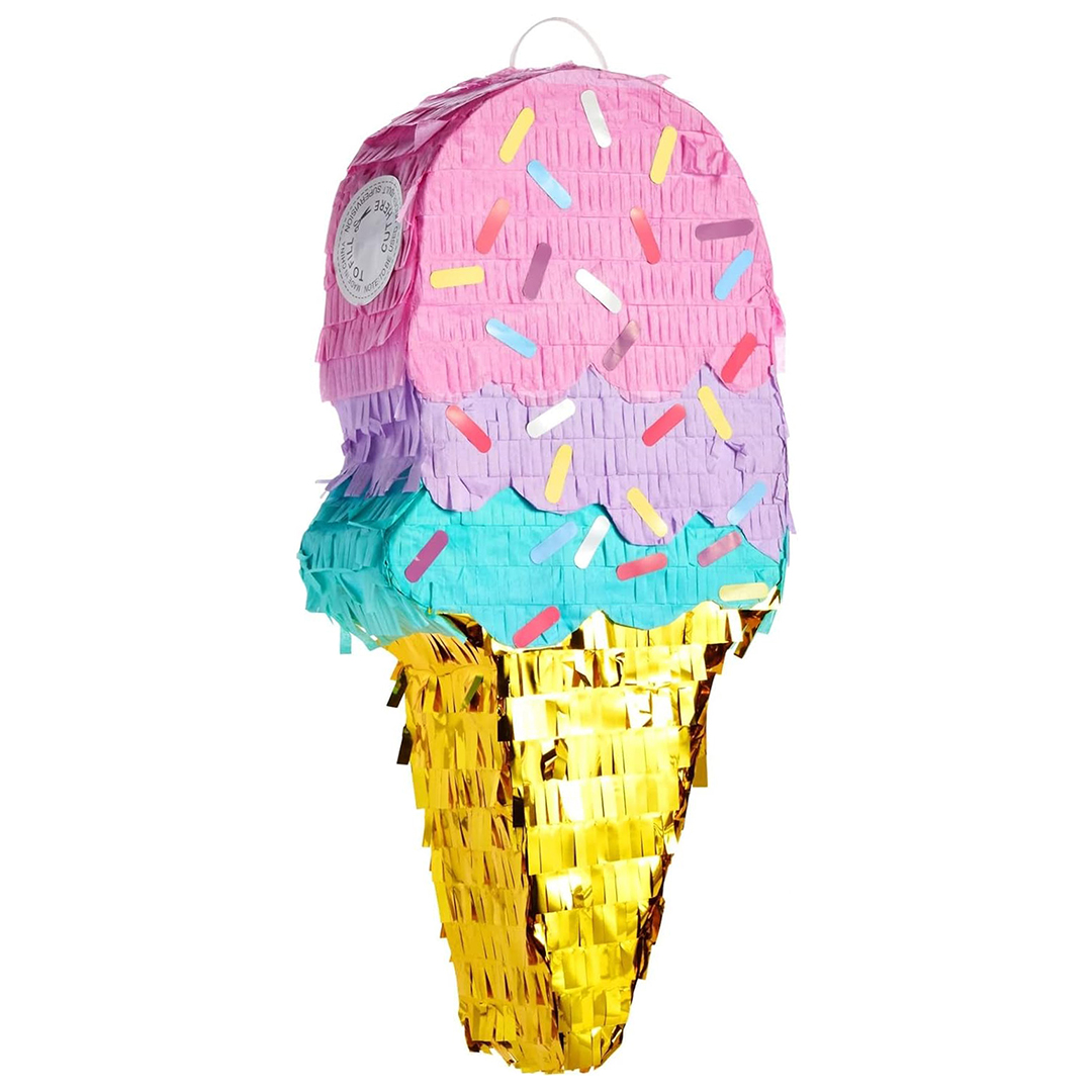 Пиньяты - Пиньята Мороженое, Розовый/Золото, Металлик, 41,5*19,5*7,5 см, 1 шт. в упак.