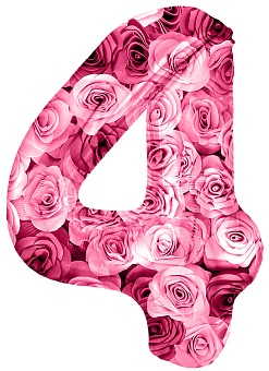 Шар (34''/86 см) Цифра, 4 Симфония роз, Фуше, 1 шт. в уп.