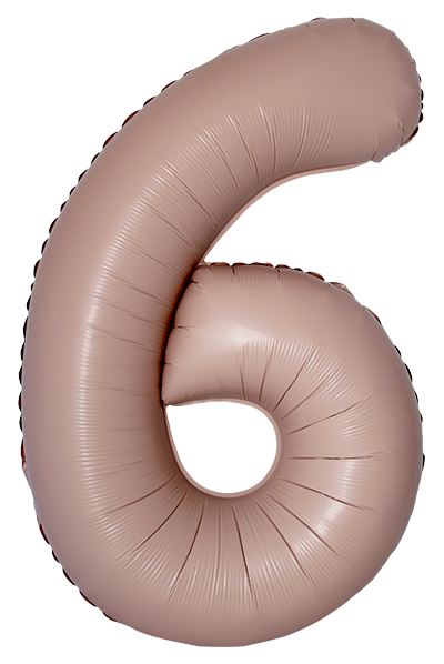Цифры - Шар (40''/102 см) Цифра, 6 Slim, Винтажная роза, Матовый, 1 шт. в уп.