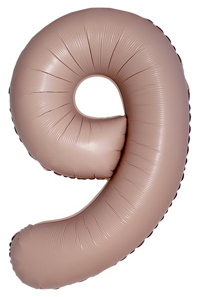 Цифры - Шар (40''/102 см) Цифра, 9 Slim, Винтажная роза, Матовый, 1 шт. в уп.