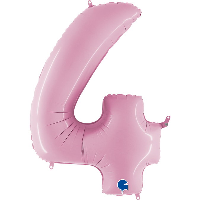 Цифры - Шар (40''/102 см) Цифра, 4, Розовый, 1 шт. в уп.