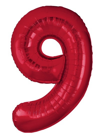 Шар (40''/102 см) Цифра, 9 Slim, Красный, Металлик, 1 шт. в уп.