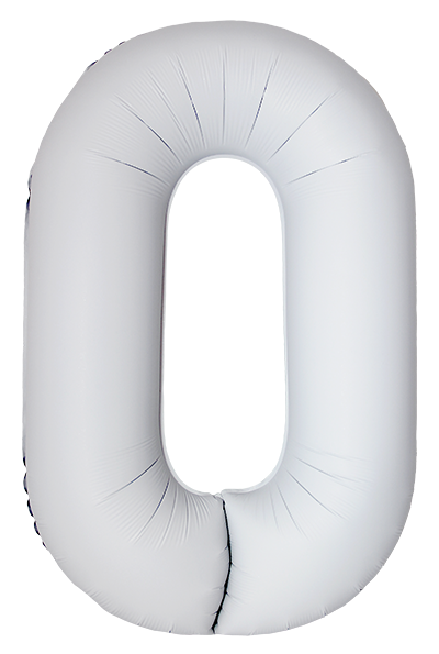 Шар (40''/102 см) Цифра, 0 Slim, Белый, Матовый, 1 шт. в уп.