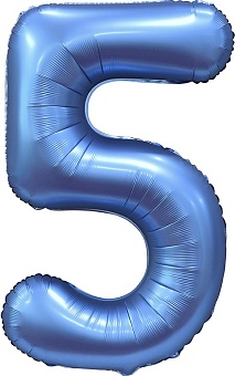 Шар (34''/86 см) Цифра, 5, Синий, Сатин, 1 шт. в уп.