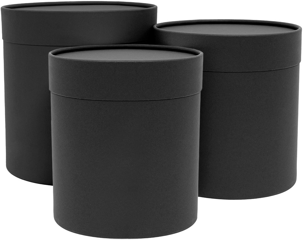 Коробки - Набор коробок Цилиндр, Черный, 18*18 см, 3 шт. в упак.