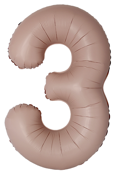 Шар (40''/102 см) Цифра, 3 Slim, Винтажная роза, Матовый, 1 шт.