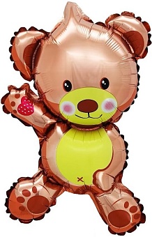Шар с клапаном (14''/36 см) Мини-фигура, Плюшевый мишка, Коричневый, 1 шт.