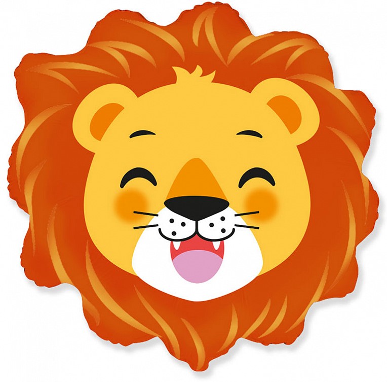 Большие фигуры - Шар (23''/58 см) Фигура, Голова, Счастливый Лев, 1 шт.