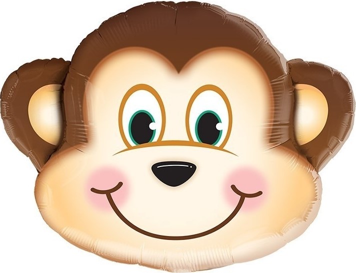 Мини-фигуры - Шар с клапаном (14''/36 см) Мини-фигура, Голова, Обезьянка Мартышка, 1 шт.