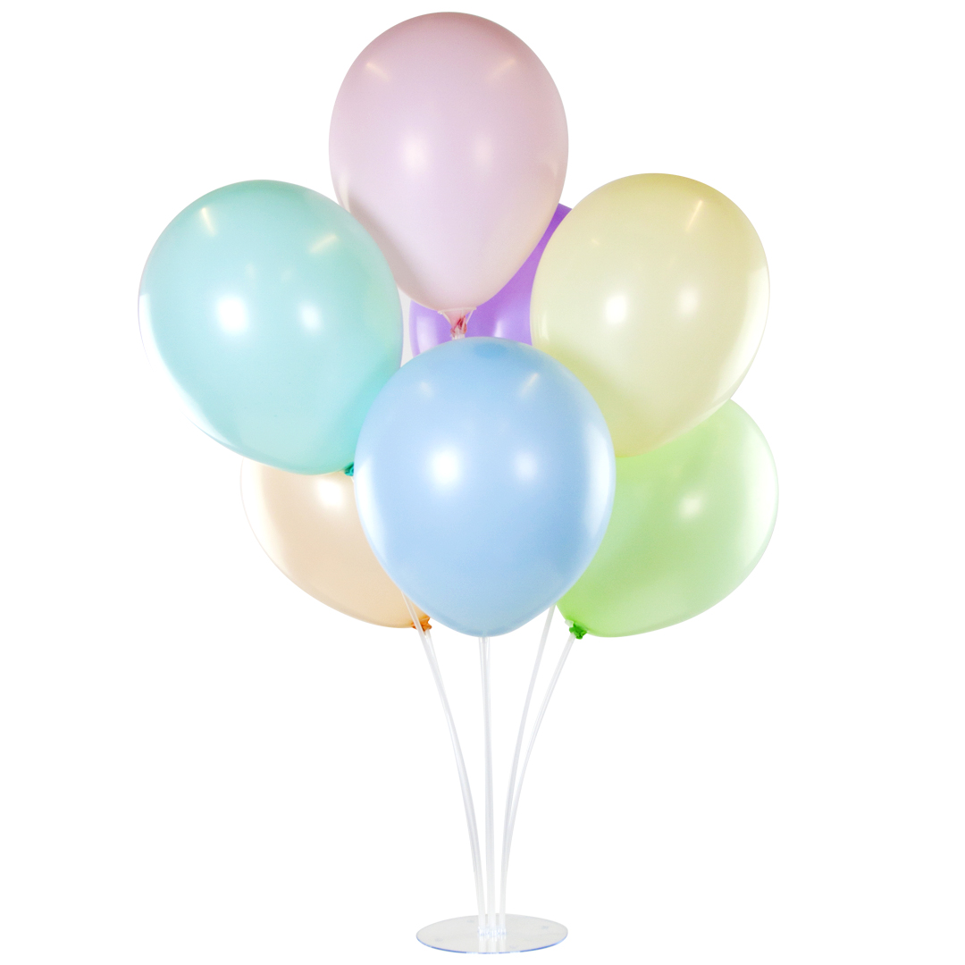 Стойки и аэромозаика - Стойка для шаров Фонтан, 7 насадок, 0,7 м, Белый/Прозрачный, 1 шт.