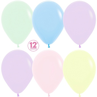 Круглые без рисунка - Шар (12''/30 см), Ассорти, макарунс, 50 шт.