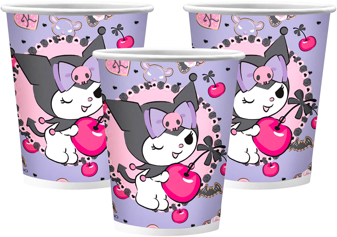 Одноразовые стаканы - Стаканы (250 мл) Kuromi, 6 шт. Одноразовые стаканы - Стаканы (250 мл) Kuromi, 6 шт.
