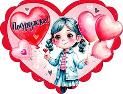 Мини открытки - Мини открытка "Подружке!" блестки