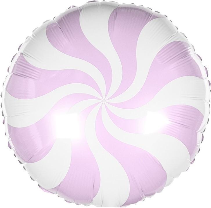 Сердца, круги и звезды с рисунком - Шар (18''/46 см) Круг, Леденец, Розовый, Макарунс, 1 шт.