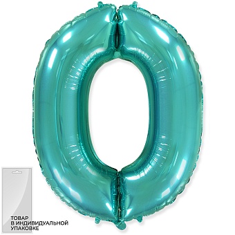 Шар (32''/81 см) Цифра, 0, Тиффани, 1 шт. в уп.