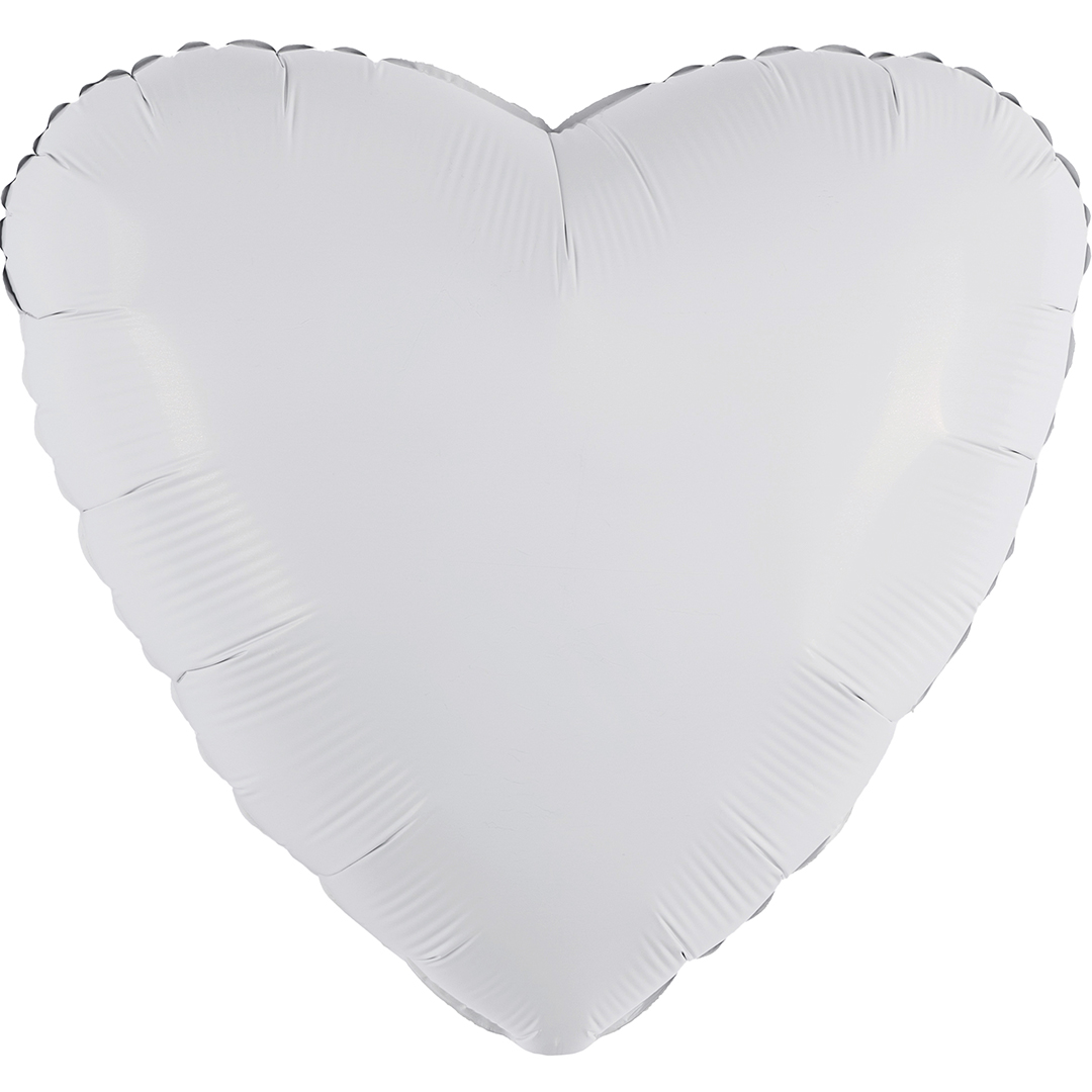 Без рисунка - Шар (30''/76 см) Сердце, Белый, 1 шт. в уп.